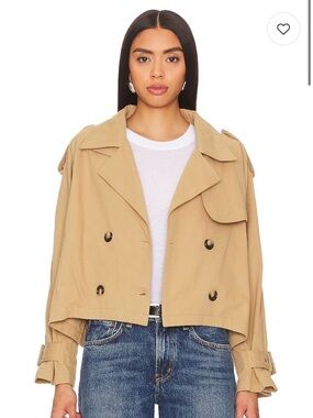 Heartloom Emma Jacket in Khaki - Cropped Tan Trench Coat